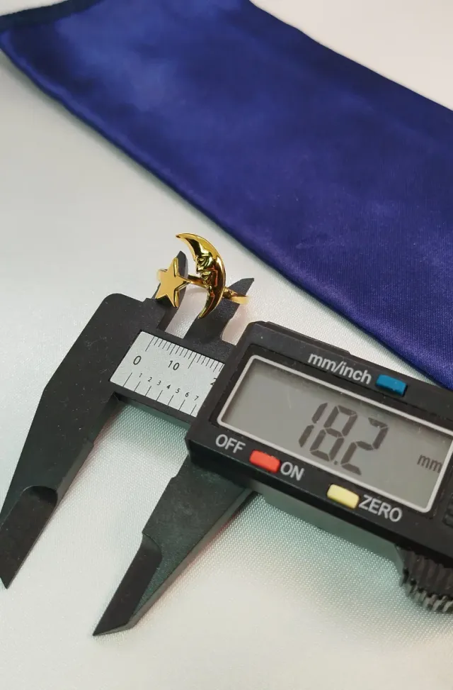 Anillo Luna y Estrella Acero Inoxidable Ajustable