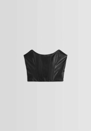 Corsét bandeau cuero negro