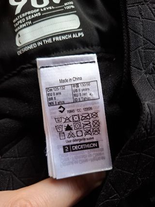 Ropa esquí de niña de 8 años