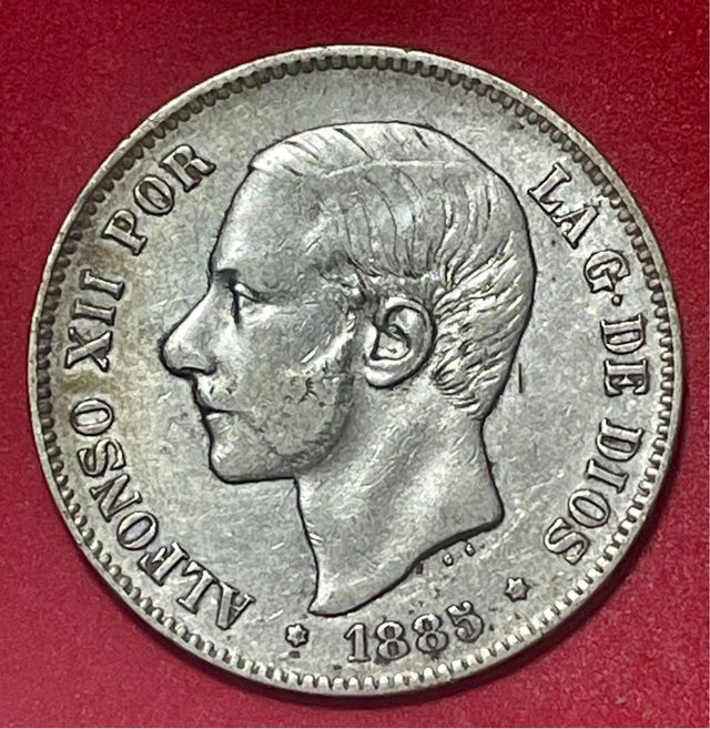 ENORME Moneda Plata Alfonso XII 1885 5 pesetas