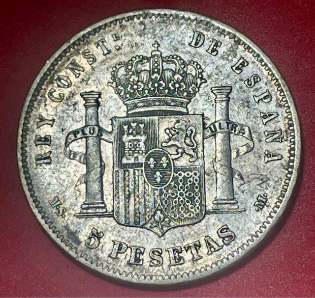 ENORME Moneda Plata Alfonso XII 1885 5 pesetas