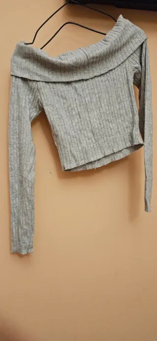 Jersey gris sin hombros talla única