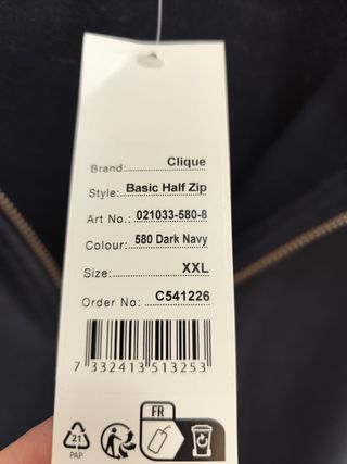 Sudadera Cliqué Media Cremallera Azul Marino XXL