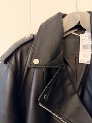 Cazadora Piel Sintética Negra Mango