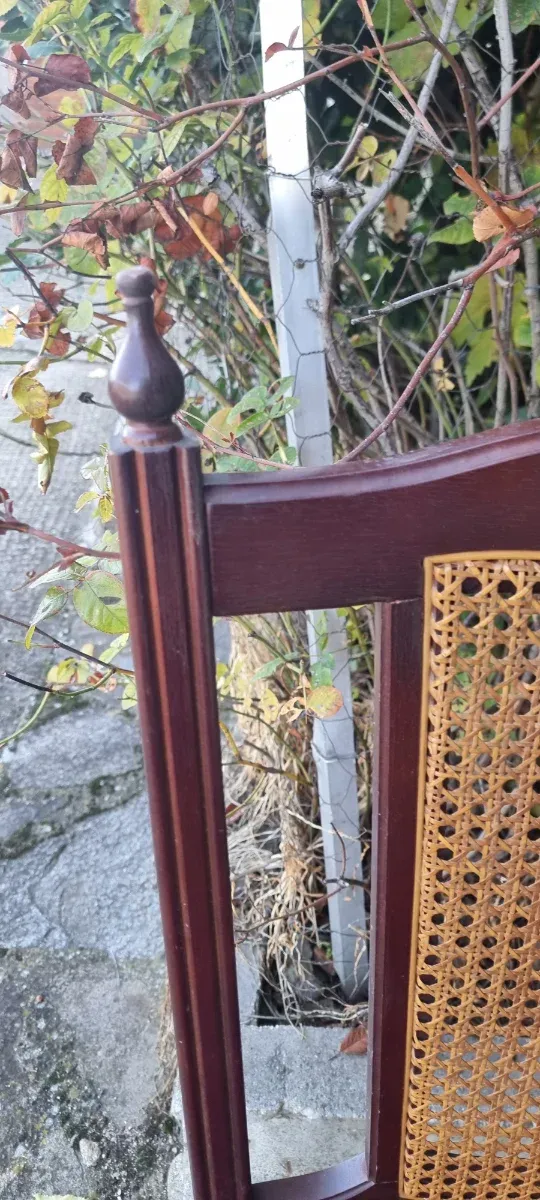 Conjunto 4 sillas vintage madera y ratán