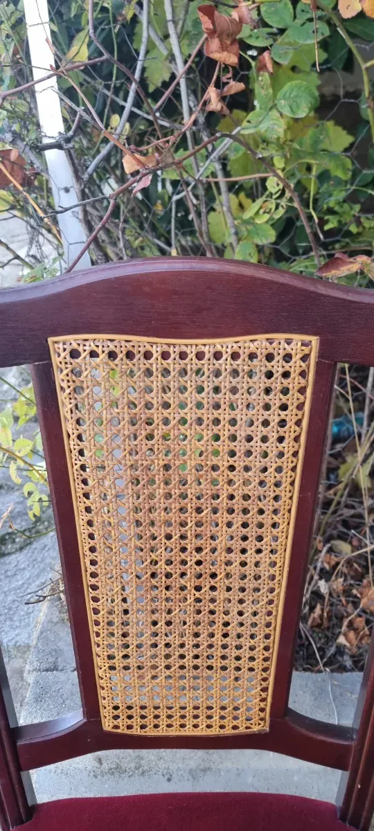 Conjunto 4 sillas vintage madera y ratán