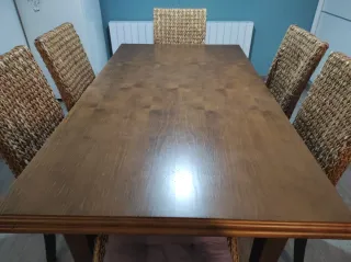 Mesa extensible madera con 6 sillas