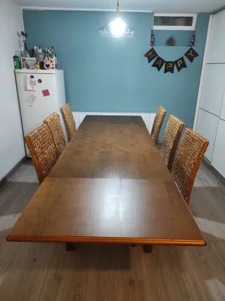 Mesa extensible madera con 6 sillas