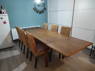 Mesa extensible madera con 6 sillas