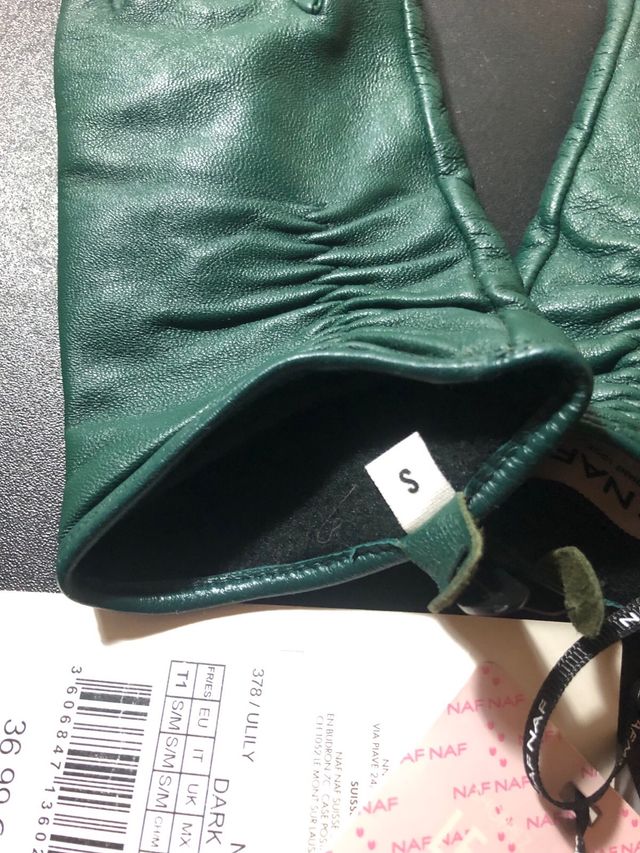 Guantes de Piel NAF NAF - Verdes, Talla S