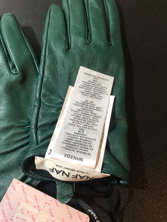 Guantes de Piel NAF NAF - Verdes, Talla S