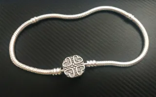 Pulsera tobillera Plata Trébol 4 Hojas Unisex