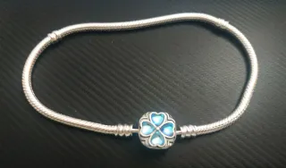 Pulsera tobillera Plata Trébol 4 Hojas Unisex