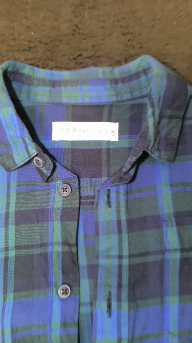 Camisa cuadros niño azul y verde talla 140