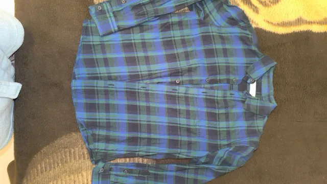 Camisa cuadros niño azul y verde talla 140
