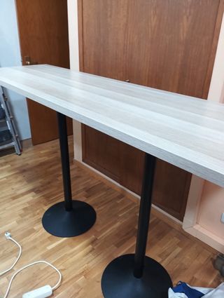 Mesa alta diseño madera y metal 200x60