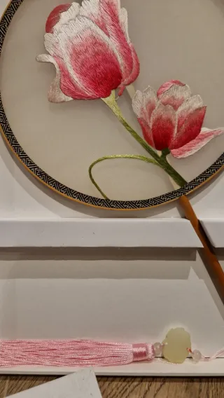 Abanico chino paipai de palacio chino de seda