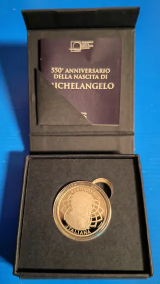 5 Euro Michelangelo 550° Anniversario in argento
