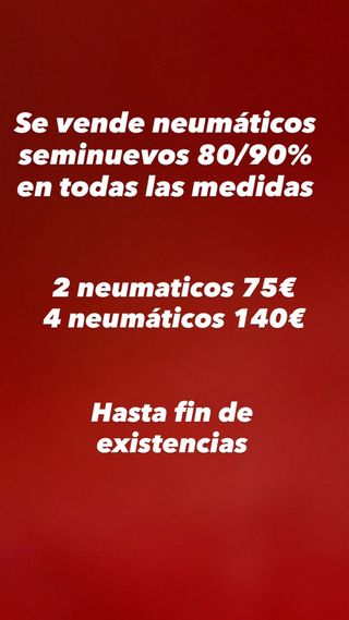 Neumáticos seminuevos 80/90% - Todas las medidas