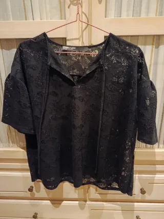Blusa Bimba y Lola Negra Encaje