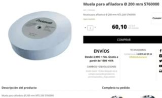 MUELA ABRASIVA BLANCA DE 200 x 20 x 40mm