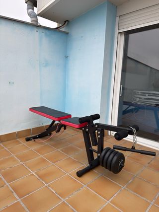 Banco de pesas con discos y pesas