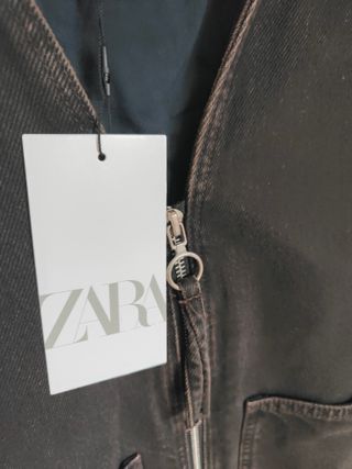Chaleco Zara Negro Cremallera Bolsillos