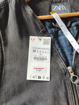 Chaleco Zara Negro Cremallera Bolsillos