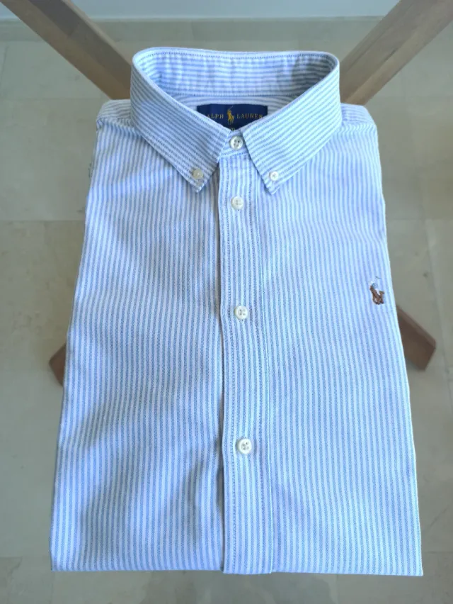 Camisa Hombre Polo Ralph Lauren Rayas Azul Talla S