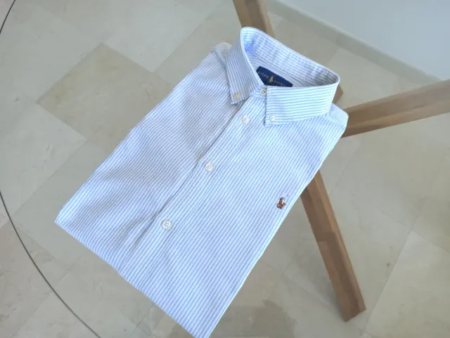 Camisa Hombre Polo Ralph Lauren Rayas Azul Talla S