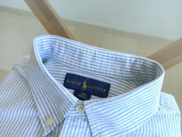 Camisa Hombre Polo Ralph Lauren Rayas Azul Talla S