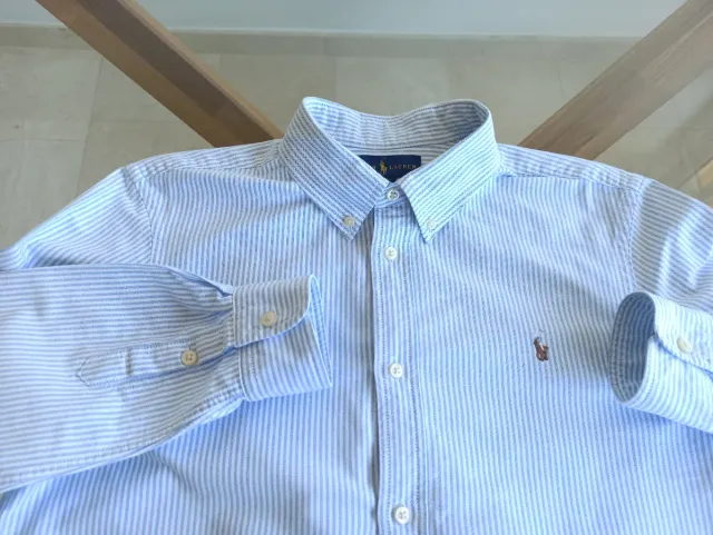 Camisa Hombre Polo Ralph Lauren Rayas Azul Talla S