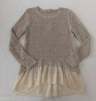 Jersey lentejuelas beige talla L