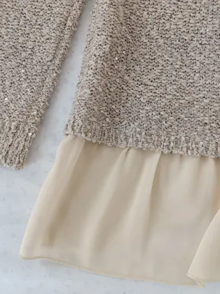 Jersey lentejuelas beige talla L