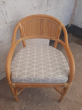 2 Butacas Mimbre con Cojines Beige