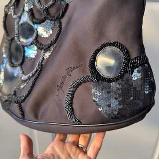 Borsa Gai Mattiolo vintage nera con applicazioni