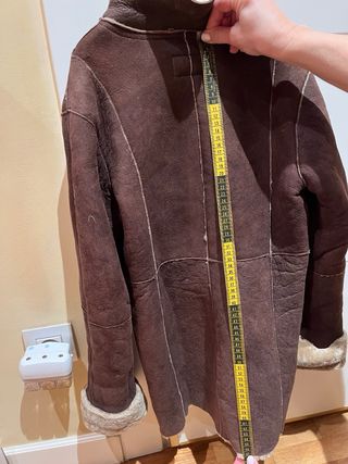 Abrigo marrón de piel Massimo Dutti