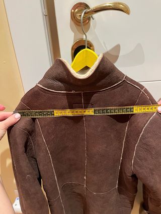 Abrigo marrón de piel Massimo Dutti