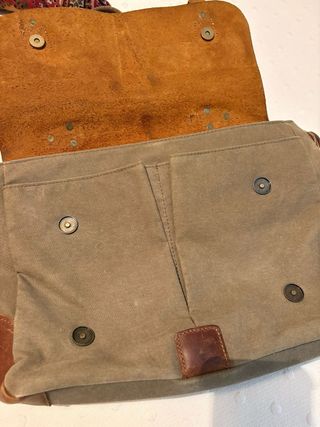 Mochila Vintage Mensajero/Maletín Cuero y Lona