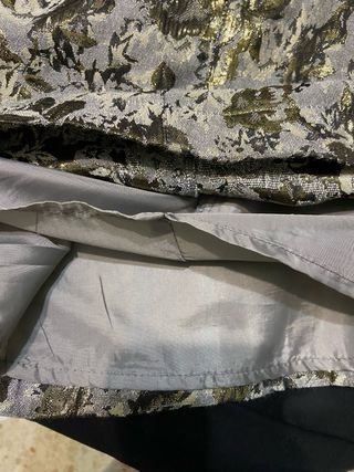 Mini Falda dorada y gris con estampado