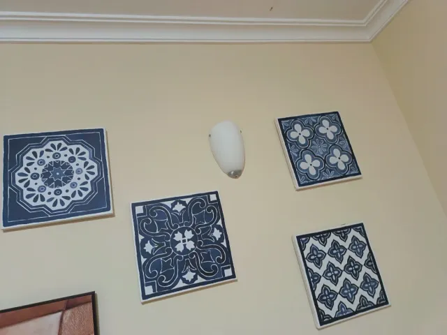 Cuadros decorativos imitacion cerámica azul y blan