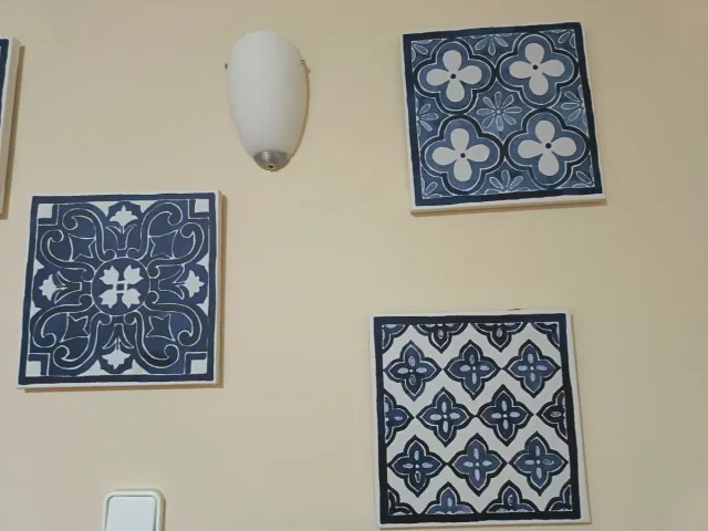 Cuadros decorativos imitacion cerámica azul y blan