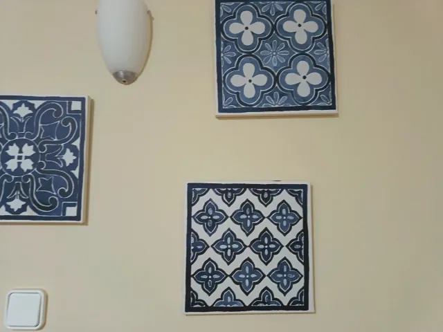 Cuadros decorativos imitacion cerámica azul y blan