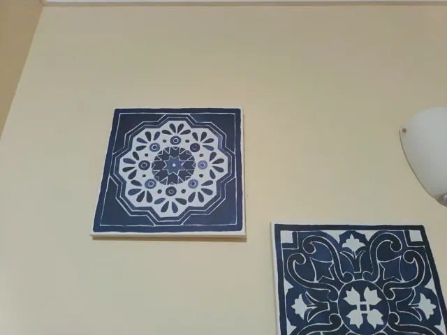 Cuadros decorativos imitacion cerámica azul y blan