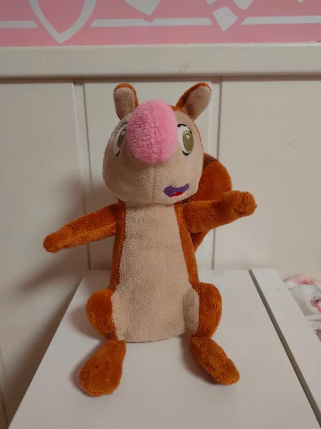 Peluche Rasi Ardilla Rosa