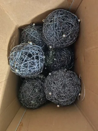 Lote 12 Bolas Navidad Negras y Plateadas