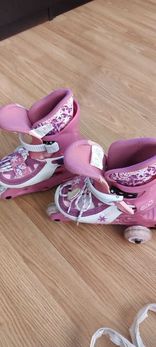 Patines infantiles ajustables rosas de 17-21