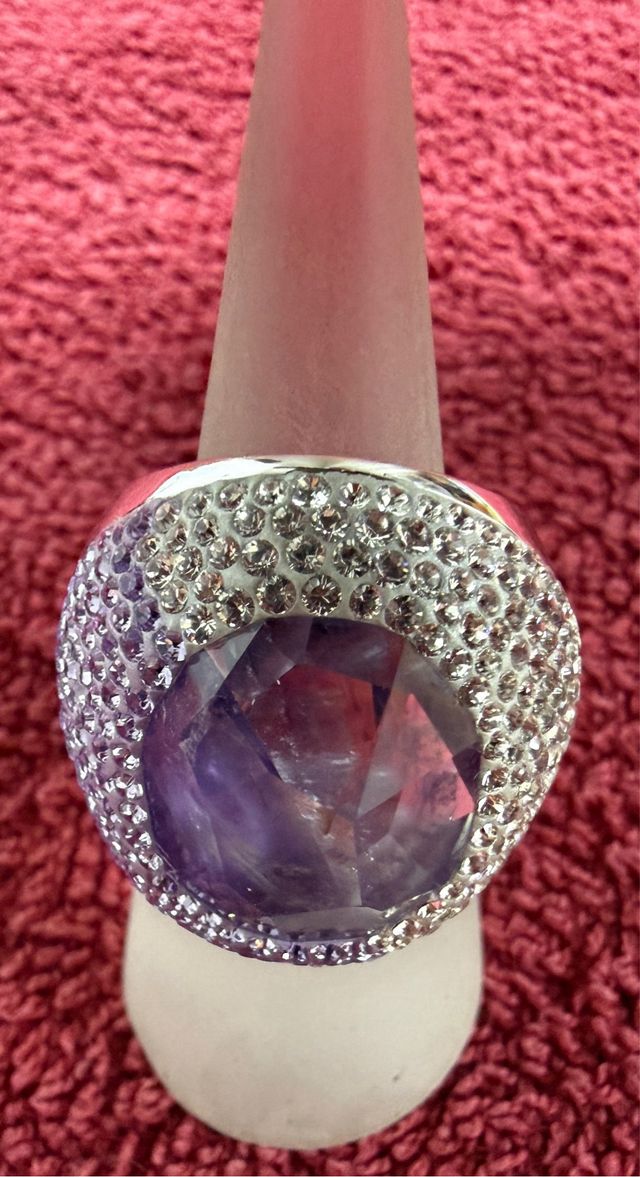 Anillo Swarovski Morado y Plateado