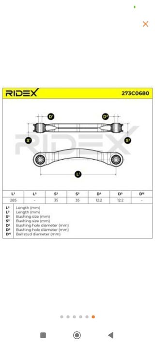 RIDEX 273C0680 Barra de dirección