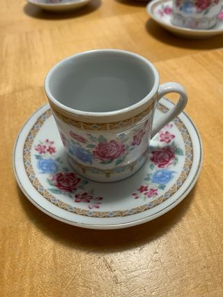 Juego 6 tazas de café de porcelana